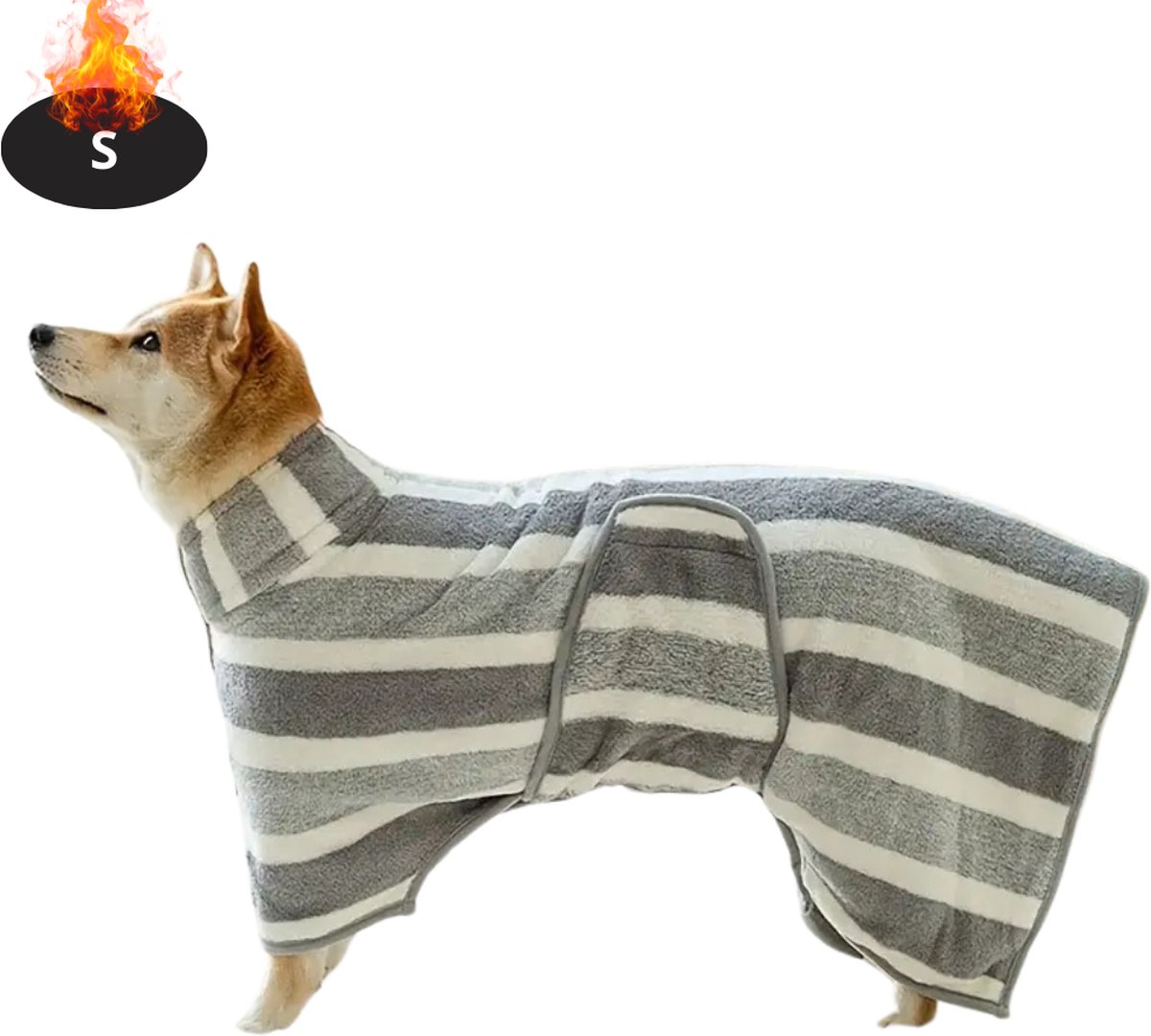 Bovista Hondenbadjas - Hondenhanddoek - Voor Honden - Hondenkleding - Hondentrui - Hoodie - Sneldrogend - Grijs/Wit - S