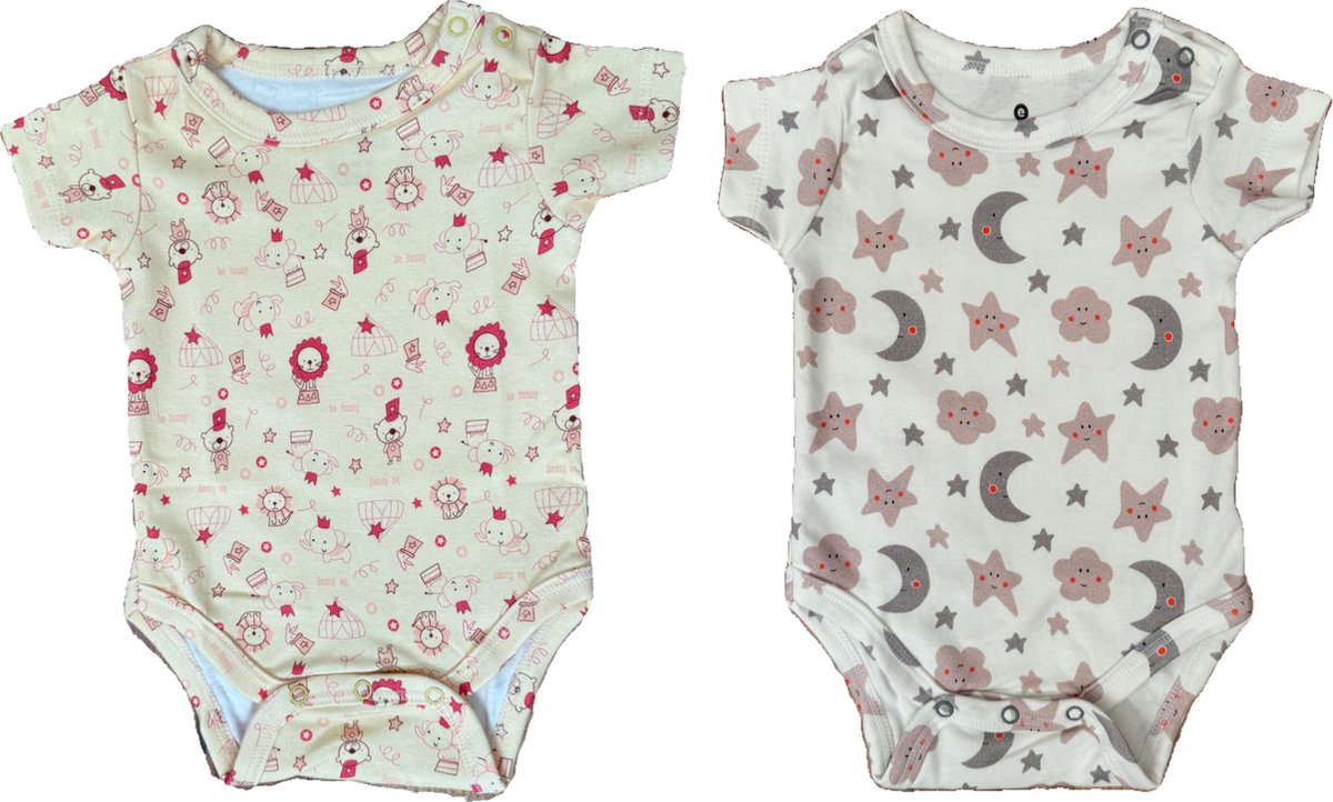 Embrator Baby Rompers 2-stuks overall print maat 9-12 maanden
