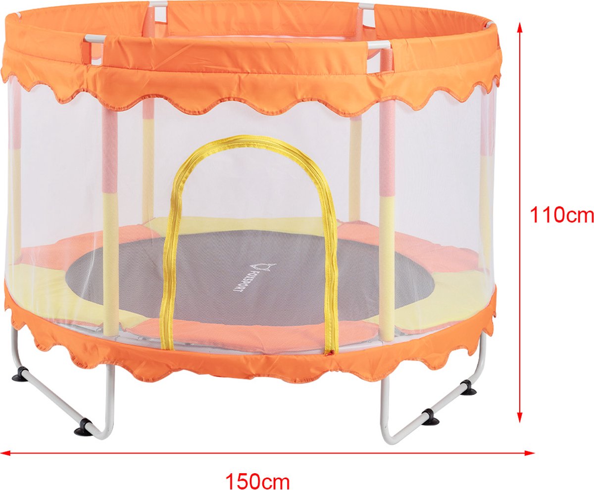 FOXSPORT Kinder Trampoline - Trampoline met Elastieken - Outdoor - Buitenspeelgoed - Trampoline met veiligheidsnet - 110 cm Veiligheidsnet - 150 cm — afbeelding 4