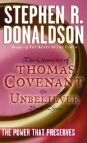 La couverture de The Power That Preserves, troisième livre de The Chronicles of Thomas Covenant the Unbeliever, écrit par Stephen R. Donaldson. La couverture est rose et dorée avec le titre en lettres ornées.