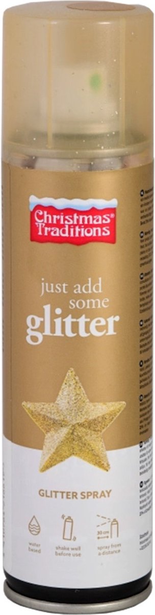 Christmas Traditions Decoratie spray - goud - glitter -150 ml - spuitbus - decospray