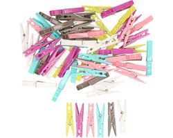 Wasknijpers set - 250 stuks - gekleurd - kunststof - 7 cm - was ophangen - Wasgoedknijpers