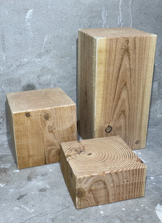 InterieurX -Zuil -houten sokkel- pilaar-plantenstandaard-Massief Hout- Douglas 20x20 cm -hoogte 10cm
