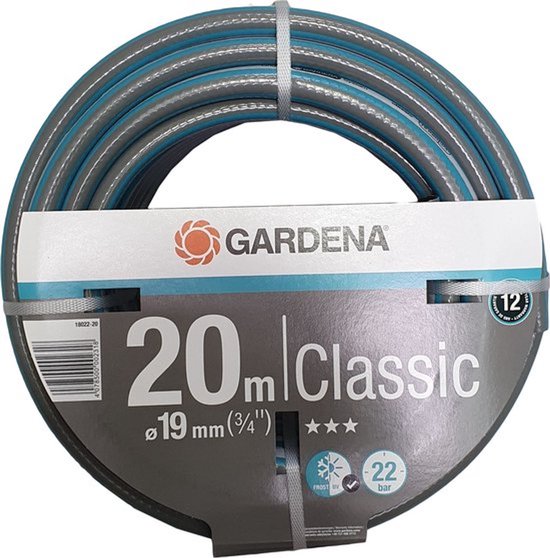 Tuinslang 20 m PVC 19 mm 3/4″ drukbestendig UV-bestendig zonder weekmakers Gardena Classic