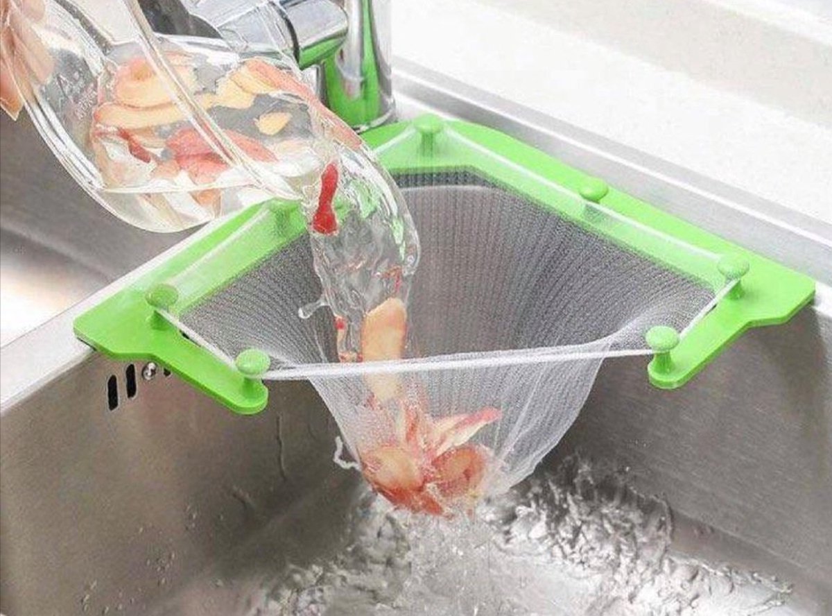 Goedkoopste De ultieme gootsteen organizer en afval netje in één - Voor een schone en georganiseerde spoelbak - Nu met 50 netjes inbegrepen - Keuken Geordend en schoon van Heble®