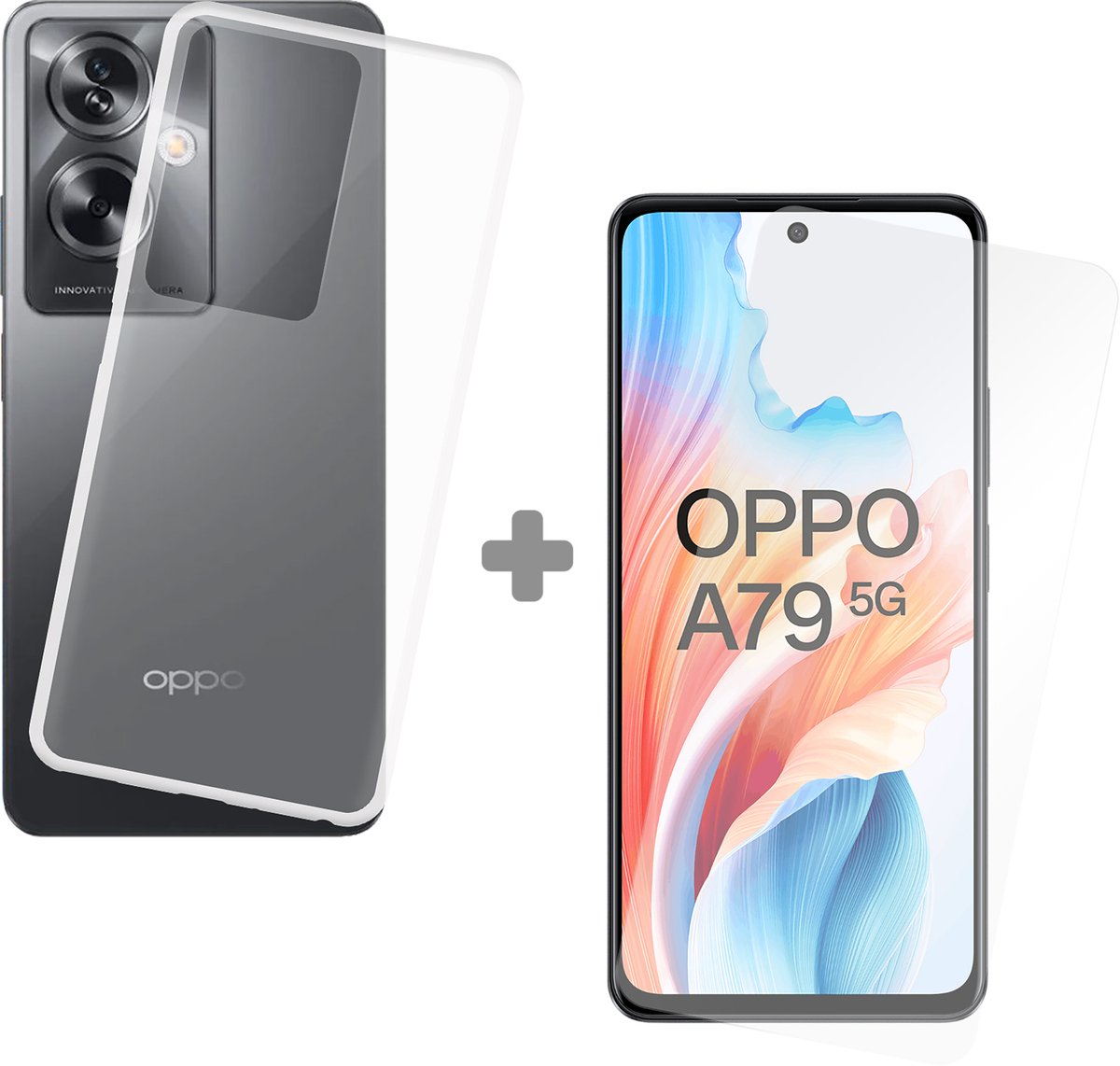 Cazy soft TPU Hoesje + Tempered Glas Screenprotector geschikt voor Oppo A79 - Transparant