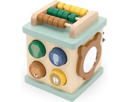 Trixie Houten Activiteitenkubus Mini - Makkelijk voor onderweg - Eerste speelgoed - Kraamcadeau - Baby Cadeau