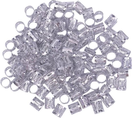 Beads for Braids - Dreadlock Haar Ringen - Extension Kralen - 25 stuks - Zilver kleur