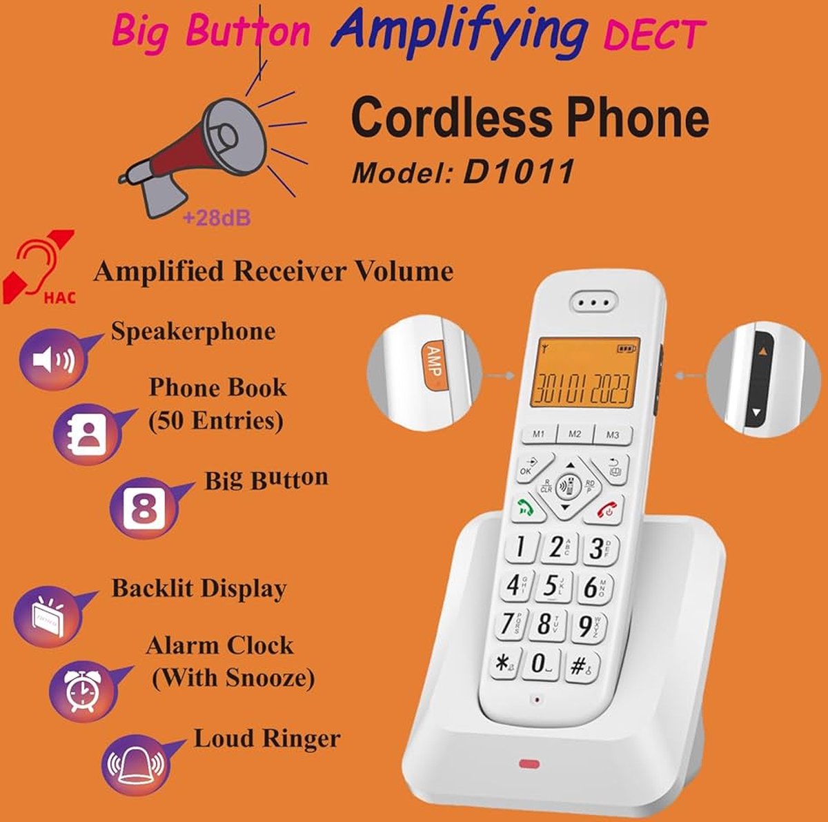 SPC Comfort Numbers 2 Téléphone Fixe Senior Grandes Touches