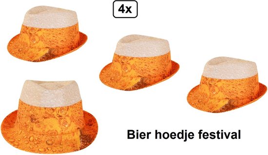 Foto: 4x festival bier hoedje thema feest bierfeest terras festival apres ski biertje drinken fun vrijgezel strandparty