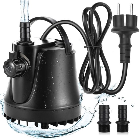 Aquarium dompelpomp - extreem stille fonteinpomp - instelbare stroomsnelheid - 2 mondstukken - 18 m voedingskabel - aquarium vijver hydrocultuur - 1000-3500L/H fonteinpomp