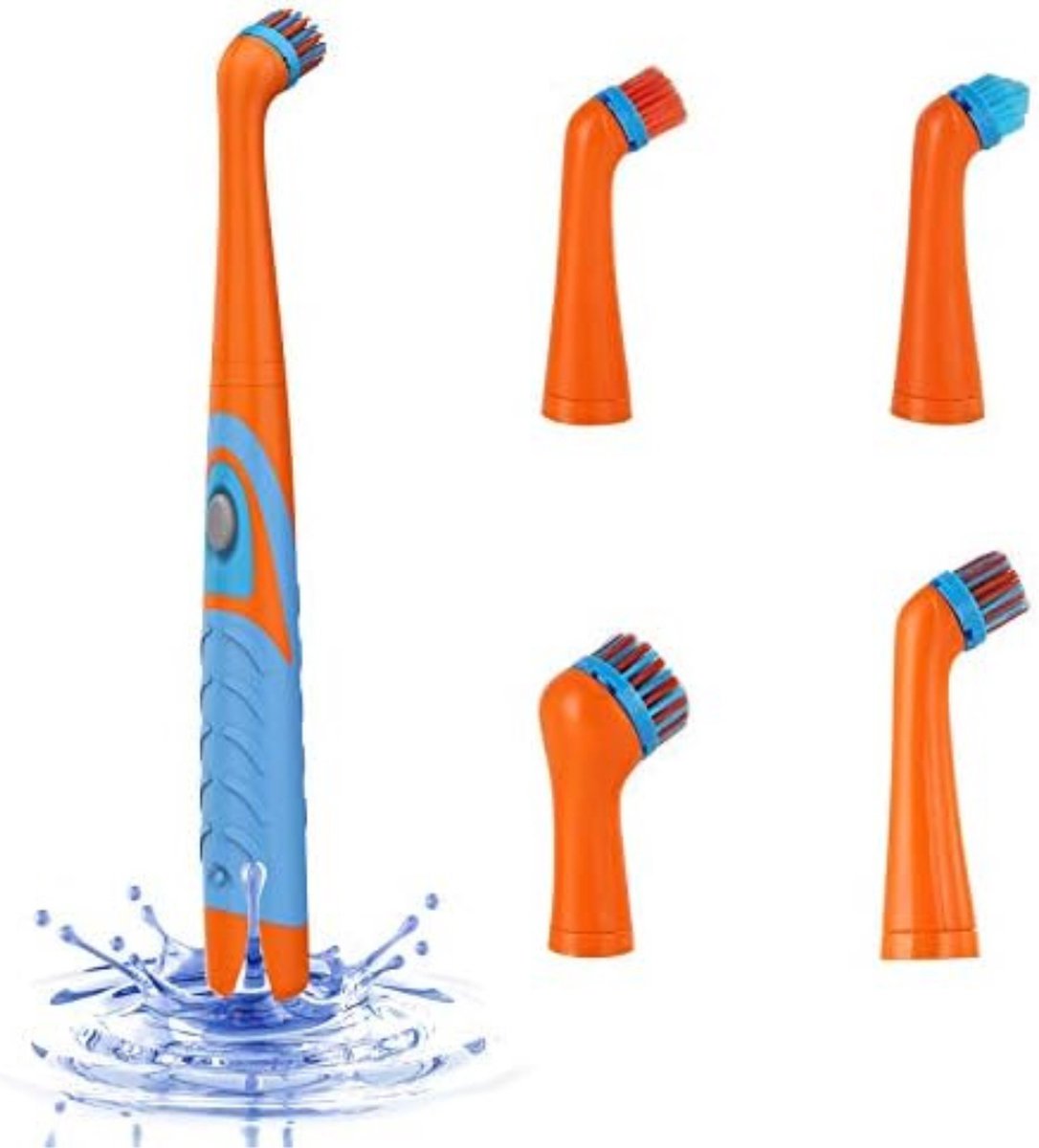 Goedkoopste Solacis - Elektrische schoonmaakborstel - Elektrische schrobborstel - Reinigingsborstel - Scrubber - Werkt op AA batterijen - Diverse opzetstukken - Oranje