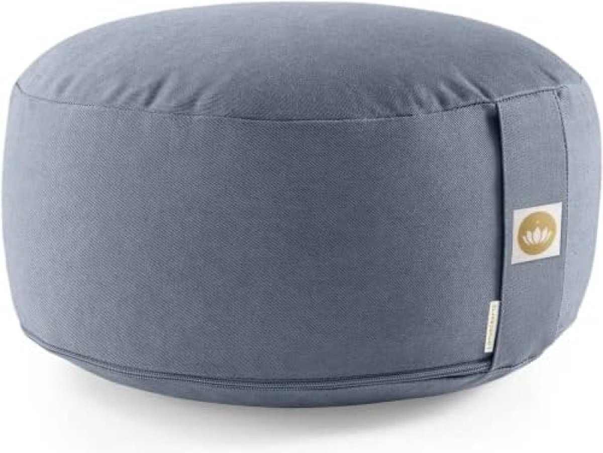 Lotuscrafts Yogakussen Meditatiekussen Ronde Lotus - zithoogte 15cm - wasbare katoenen hoes - yoga zitkussen met speltvulling - GOTS gecertificeerd
