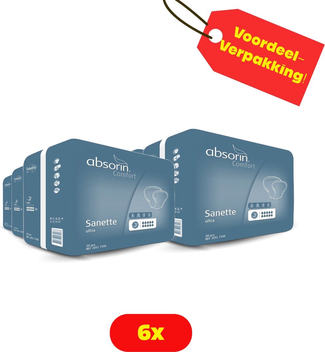 Goedkoopste 6X Absorin Sanette inlegverband ultra grijs 6X 20 stuks - Voordeelverpakking!