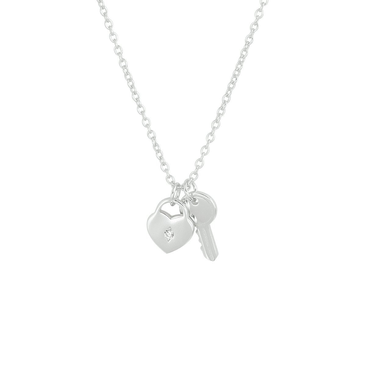 Zilveren Collier met Hart en Sleutel