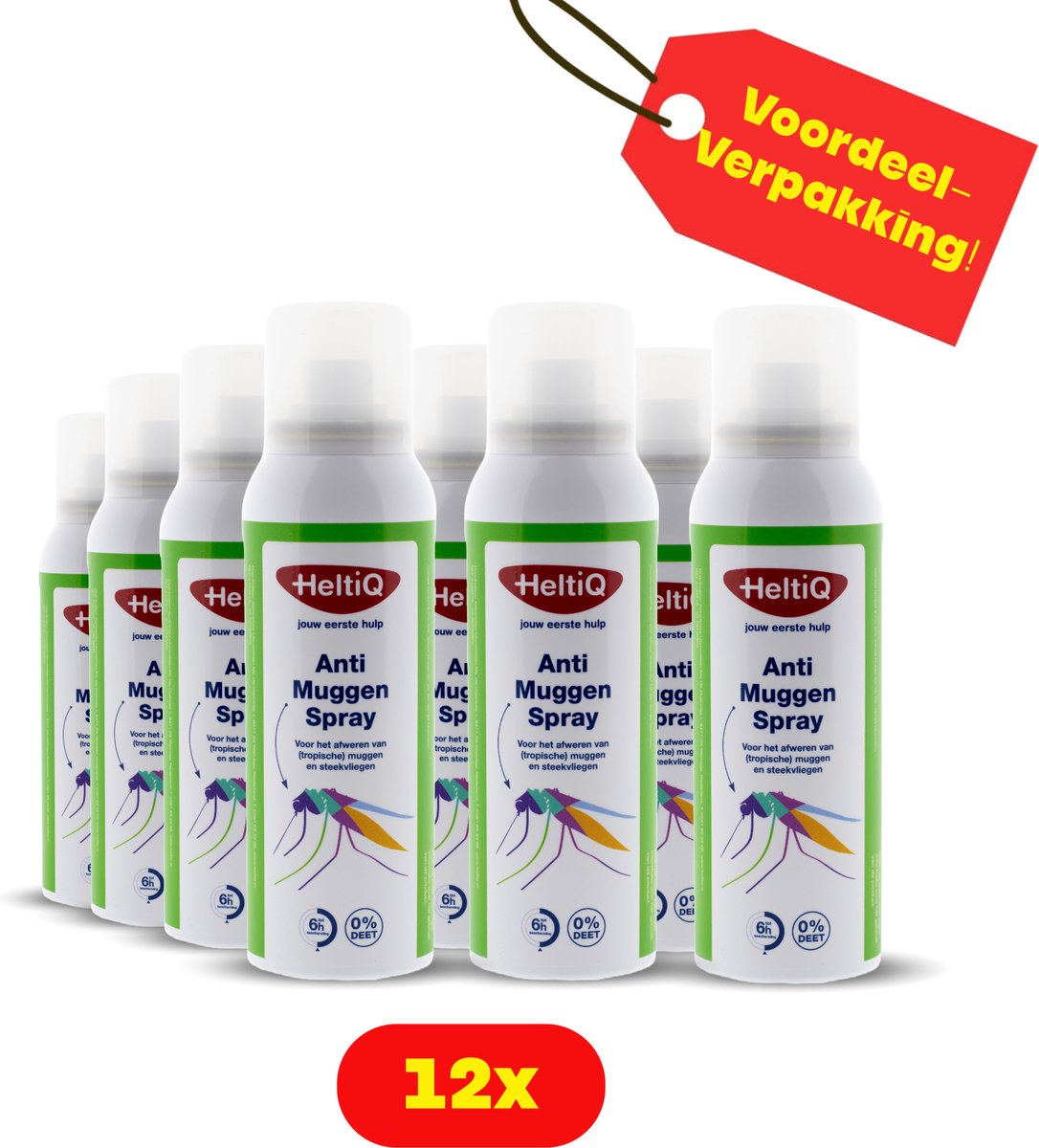 Goedkoopste 12X HeltiQ Anti-Muggen Spray - Voordeelverpakking!!
