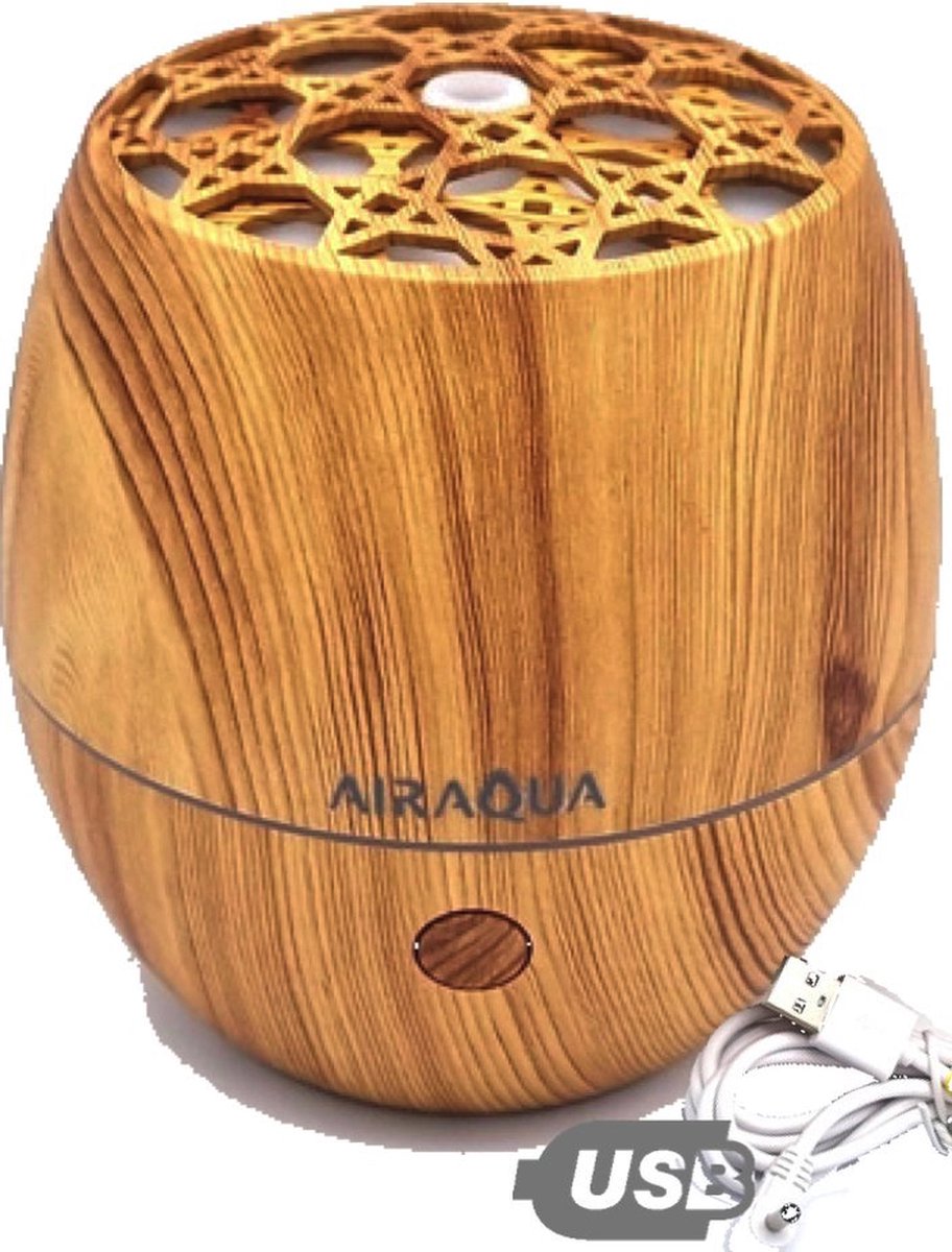 Goedkoopste AirAqua aromadiffuser Aster - aroma diffuser - 120ml - houtlook - ambiancelight