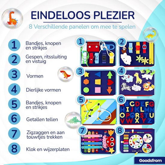 GoodsFrom® Busy Board - Montessori speelgoed - Activiteitenbord - Sensorisch speelgoed - Educatief speelgoed - Montessori activiteitenboek - Nederlands van Merkloos — afbeelding 2