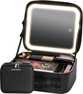 Zwarte Multifunctionele Make-up Tas Koffer met LED Verlichting en Grote Spiegel - Waterdicht, Verstelbaar - Make up organizer - Maat S
