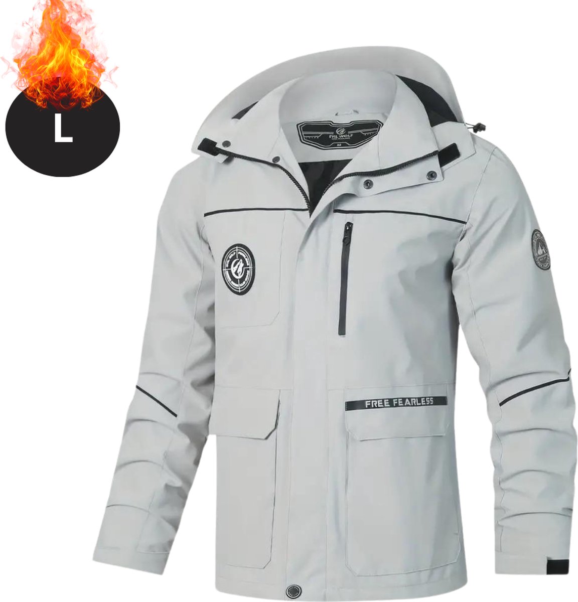 Bovista Windjas Voor Heren Parka Lente & Herfst Jas Volwassen Windjack Windbreaker Outdoor Buiten Grijs