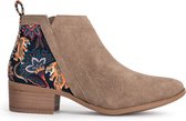 Inkkas, Yuuki Bootie, Dames, Enkellaars, Suede, Natuur Print, Rubberzool, Maat 42