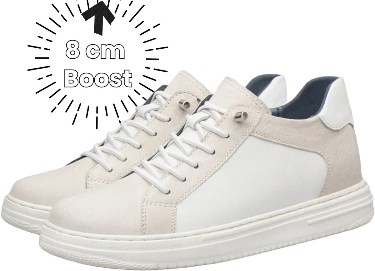 HeightBeast Verhogende Sneakers | +8 cm langer | Liftschoenen | Langer worden | Hoge casual schoenen | Verhoogde zolen | Maat 37 | Crème
