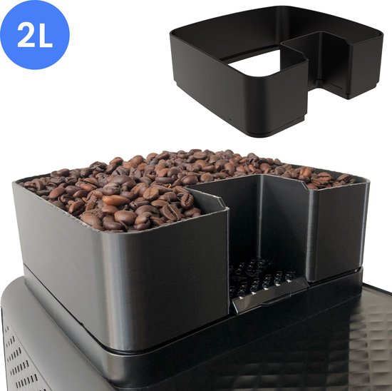 Lux3D Extension porte-grains de café adaptée à Phillips EP 1200 – 2200 – 5400 - Donne une capacité supplémentaire à votre machine - Accessoire pour machine à café Phillips - 2L