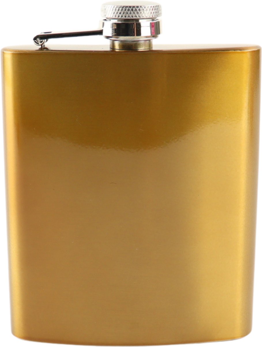 HIXA Heupfles - Goud - Flacon - Veldfles - RVS - Drinkfles - Platvink - 200ml - GOLDY