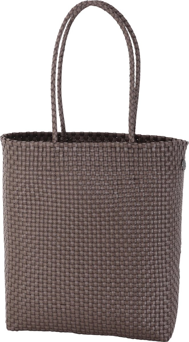 Handgevlochten duurzame boodschappentas - Shopper - Kantoortas - Werktas - Shopping bag - Handed By Solo tall - bruin,taupe - taupe