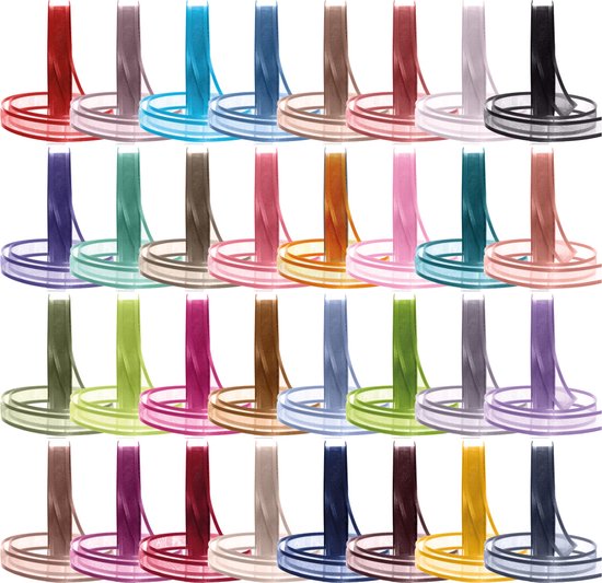 Ruban en organza avec bordure satin 20m x 16mm | ruban d'organza | ruban d'emballage | emballage cadeau | décoration | décoration | passe-temps | artisanat