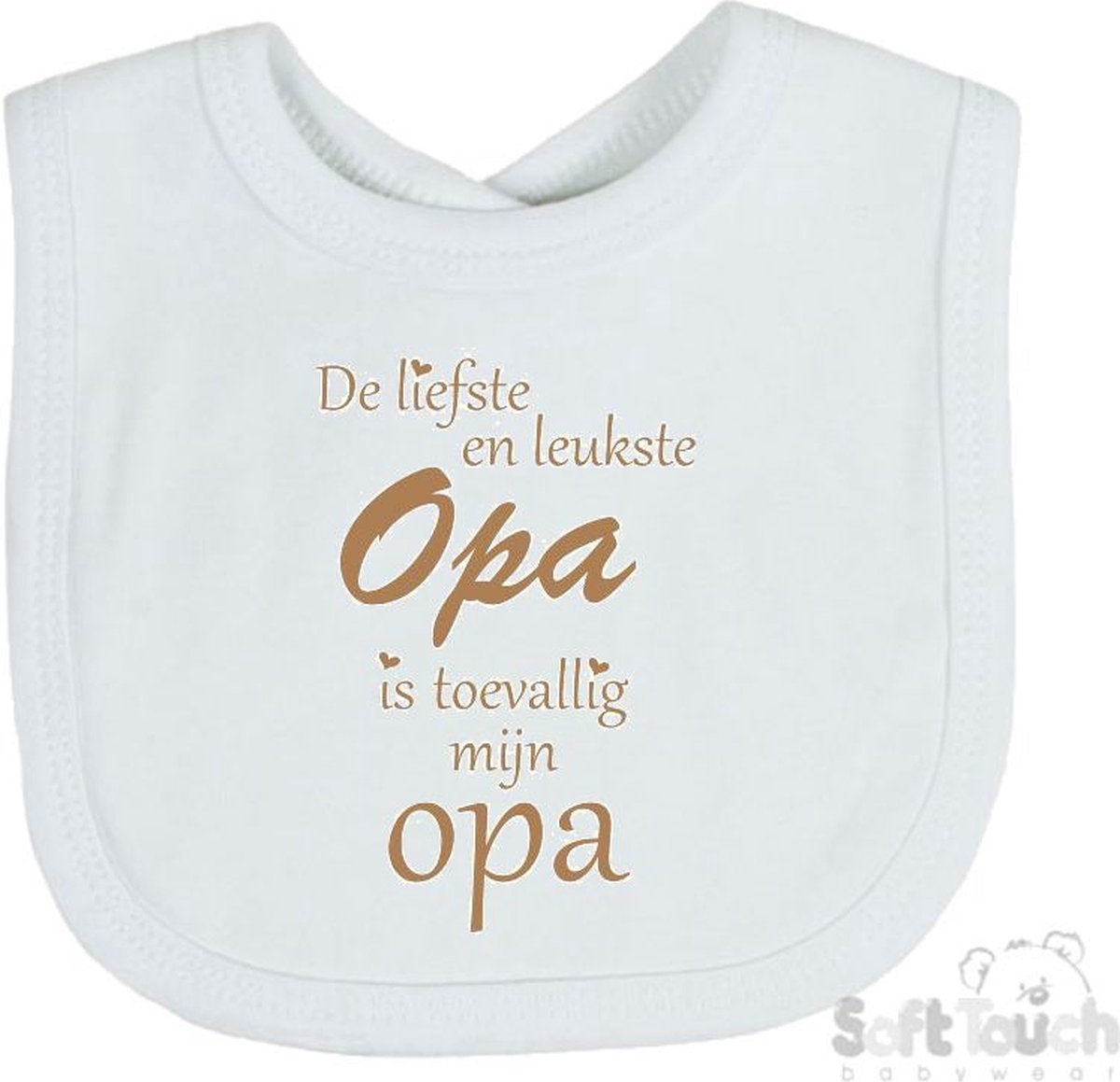 Goedkoopste Soft Touch Slabber Slabbetje Slab De liefste en leukste Opa is toevallig mijn Opa Unisex Katoen Wit/cappuccino Maat 33x22 Cm