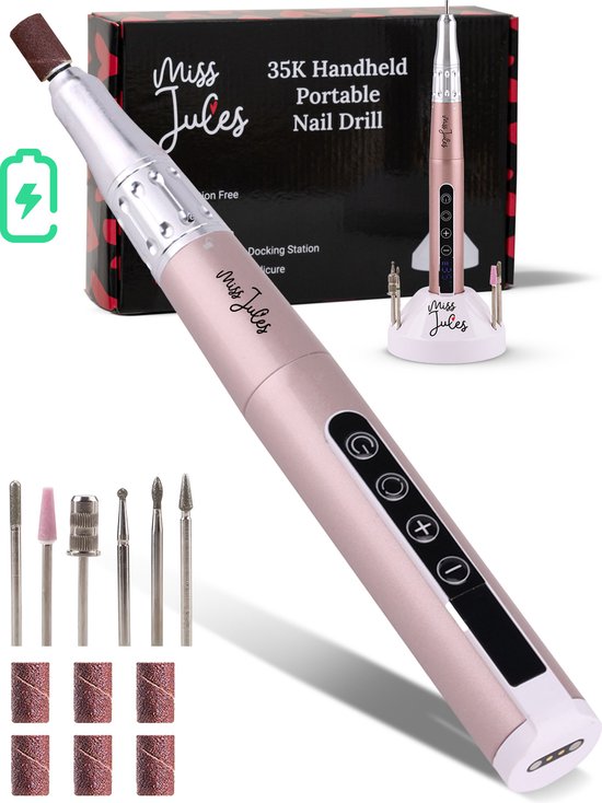 Miss Jules Professionele Elektrische Nagelfrees - Draadloos en Oplaadbaar - Roze - Nagelvijl - Manicure & Pedicure set - Nagelvijl Elektrisch