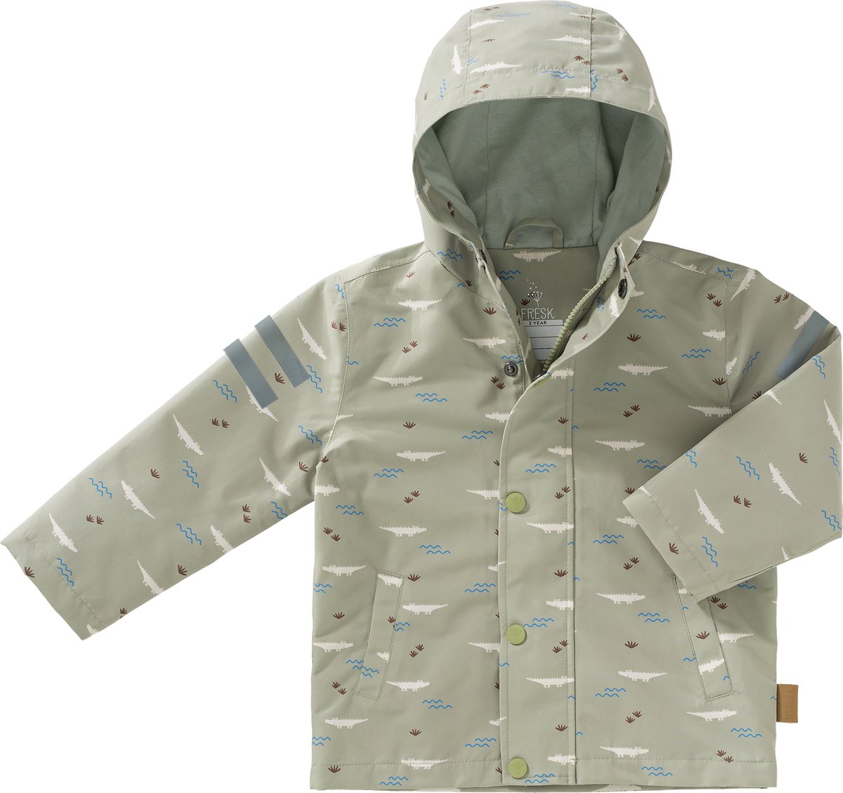 Fresk Regenjas voor Kinderen 1 yr Ritssluiting Reflectoren Kinderjas met Capuchon Waterdichte Jas Ademend Bionic Finish Jongens Crocodile