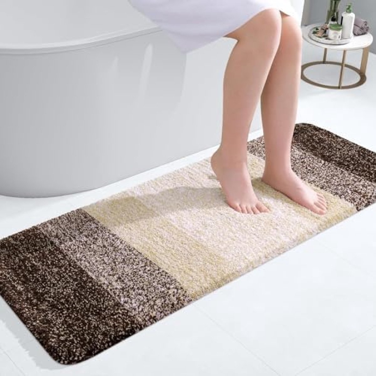 Zacht badkamertapijt, 40 x 120 cm, antislip, wasbaar, hoogpolig, microvezel, absorberend