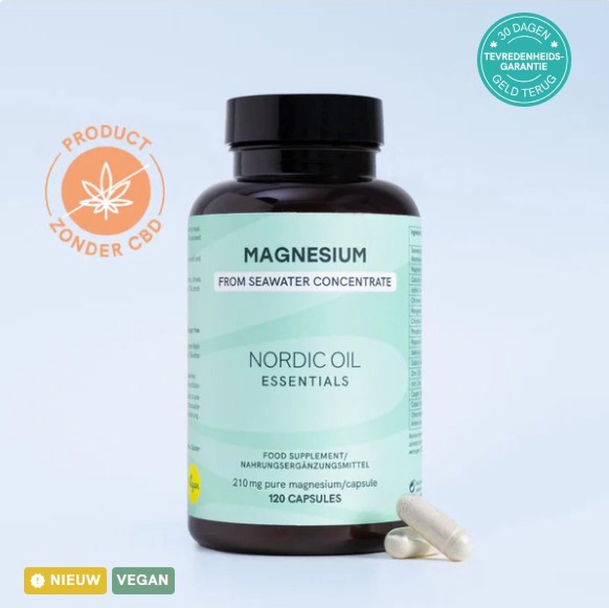 Goedkoopste Nordic Oil© - Magnesium Capsules - 120 Vegan Capsules - 210mg Magnesium 75 Mineralen - Aquamin® Zeewaterconcentraat - 4 Maanden Voorraad