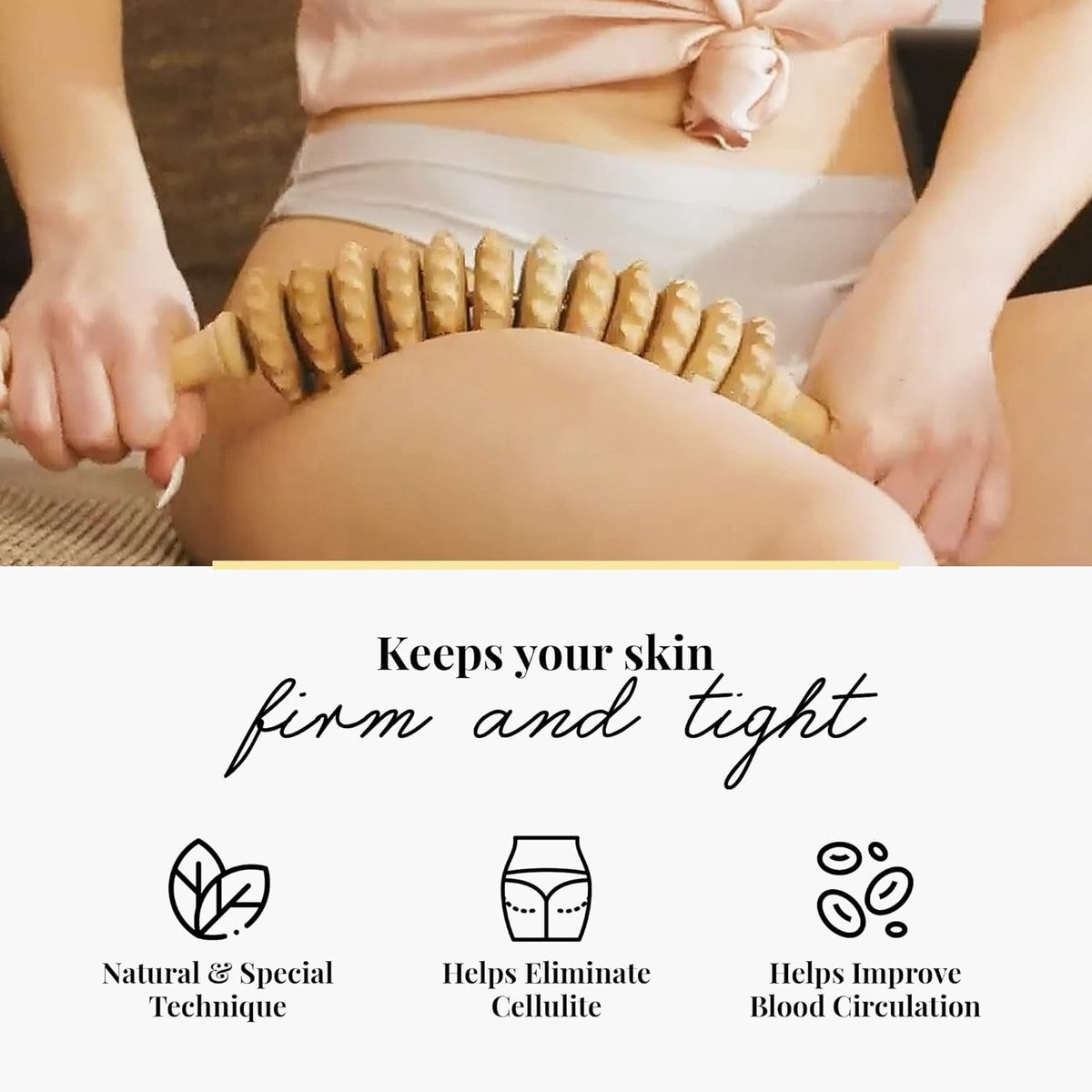 Massage Stok - Massagebal - Massage - Massage stick - Bindweefselmassages - Gebogen Houten Massageroller - Vermoeidheid Verlichten - Accessoires - Anti Cellulite Massage Roller Tool - massageroller - 42cm - Houten - hout kleur - Voor Rug, Nek, Schoud thumbnail 2
