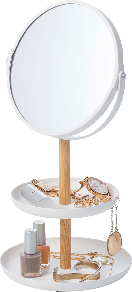 Goedkoopste Yamazaki Make Up Spiegel en Accessoire houder - Tosca - Wit