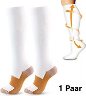 Koper Compressie Kousen I Compressie Sokken I Steunkousen I Sport Sokken I I Vliegtuigsokken I Maat S/M (36-40) I Wit