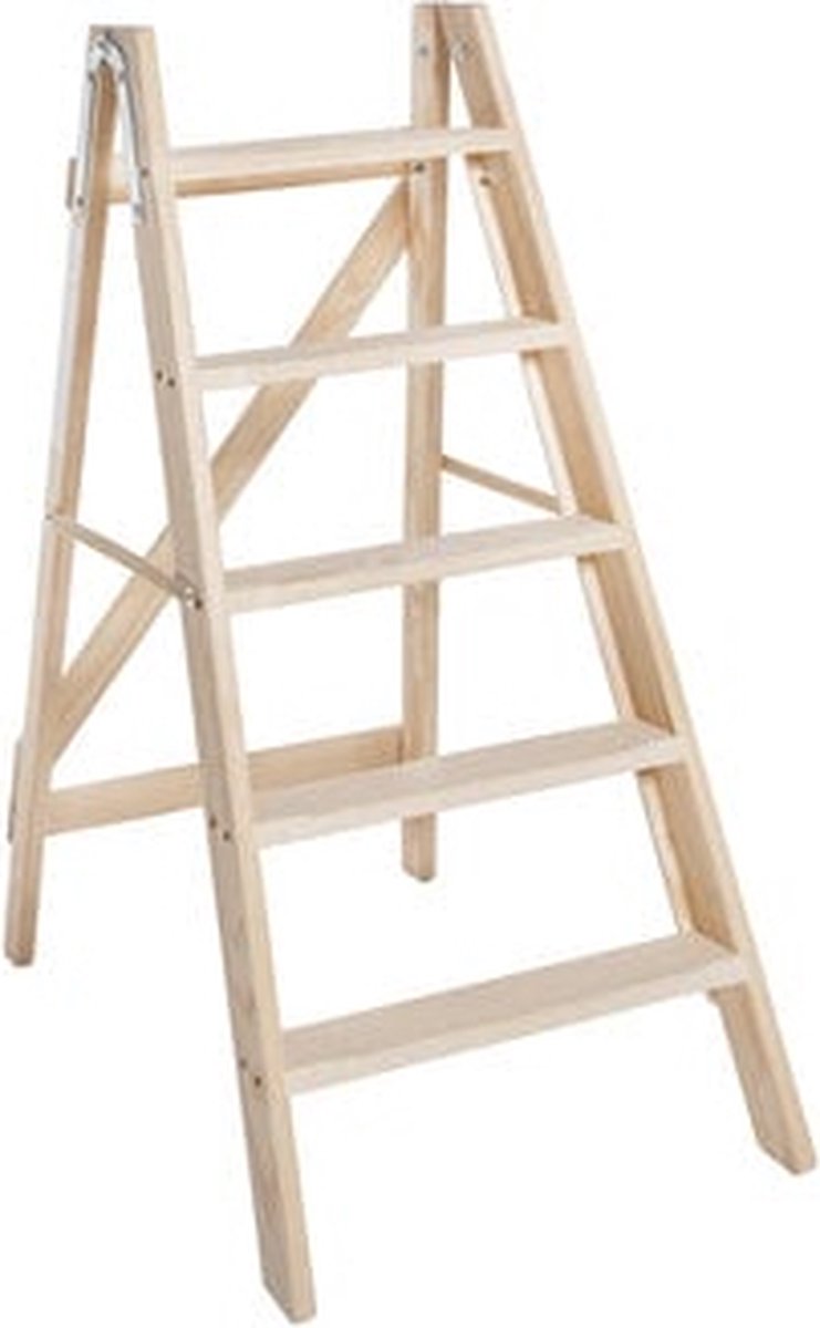 Huishoudtrap 3 treden - Stahoogte 48 cm - Houten trap - Keukentrapje hout - Werktrap - Grenen trap