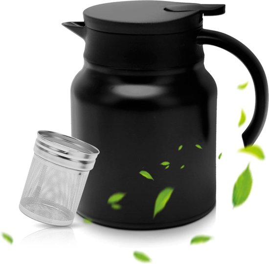 Stijlvolle en Praktische Thermoskan met Theezeef voor Koffie en Thee, 1 Liter
