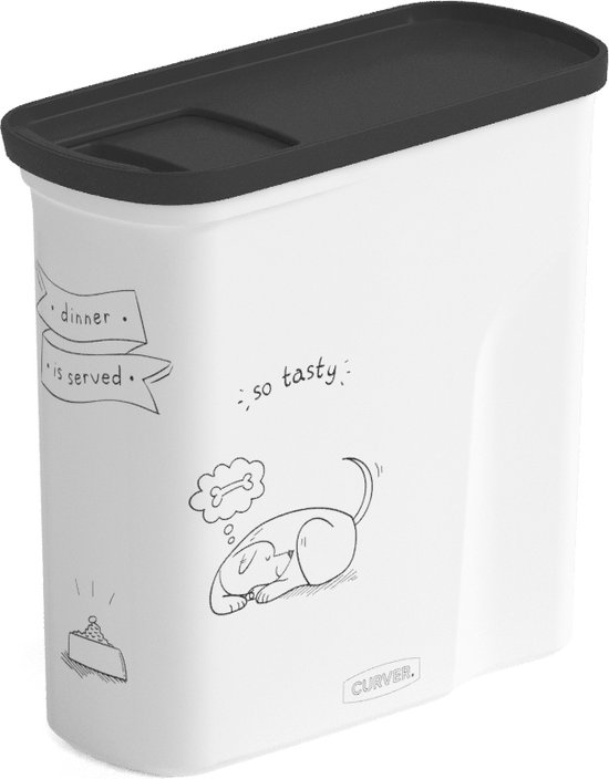 Curver Voedselcontainer Hond - 2L - 1KG - 21x9x19cm - Wit/Zwart