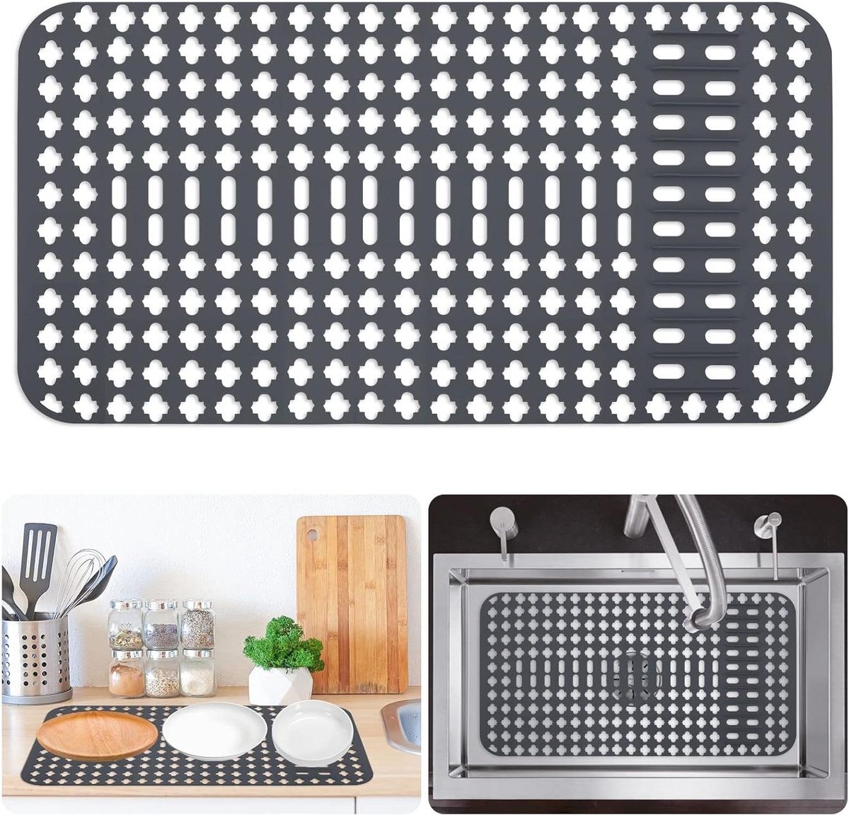 Goedkoopste Siliconen opvouwbare gootsteenmat 64 x 33 cm - hittebestendig en antislip - met afvoergat