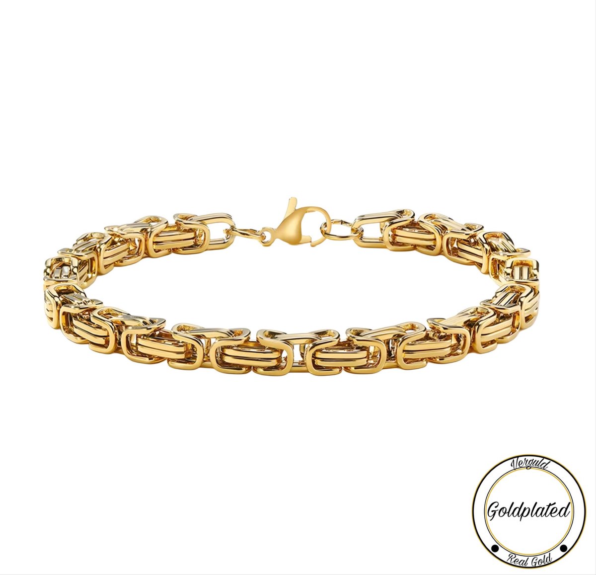 Borasi Koningsarmband Goudkleurig | Goldplated | Roestvrij staal | 21cm | Unisex Armband | Heren Armband | Heren Sieraden |