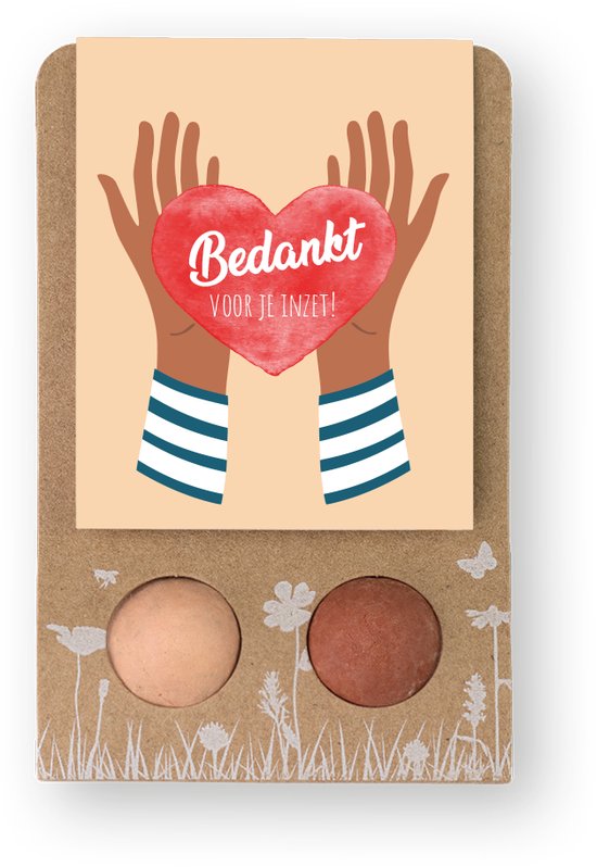 Blossombs Bloembommetjes Weggeefcadeautje - 2 Zaadbommetjes - Bedankt voor je inzet!