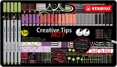 STABILO Creative Tips - PASTEL - Pennenset met diverse puntdiktes – ARTY – Etui met 30 stuks – Met 6 Verschillende Kleuren