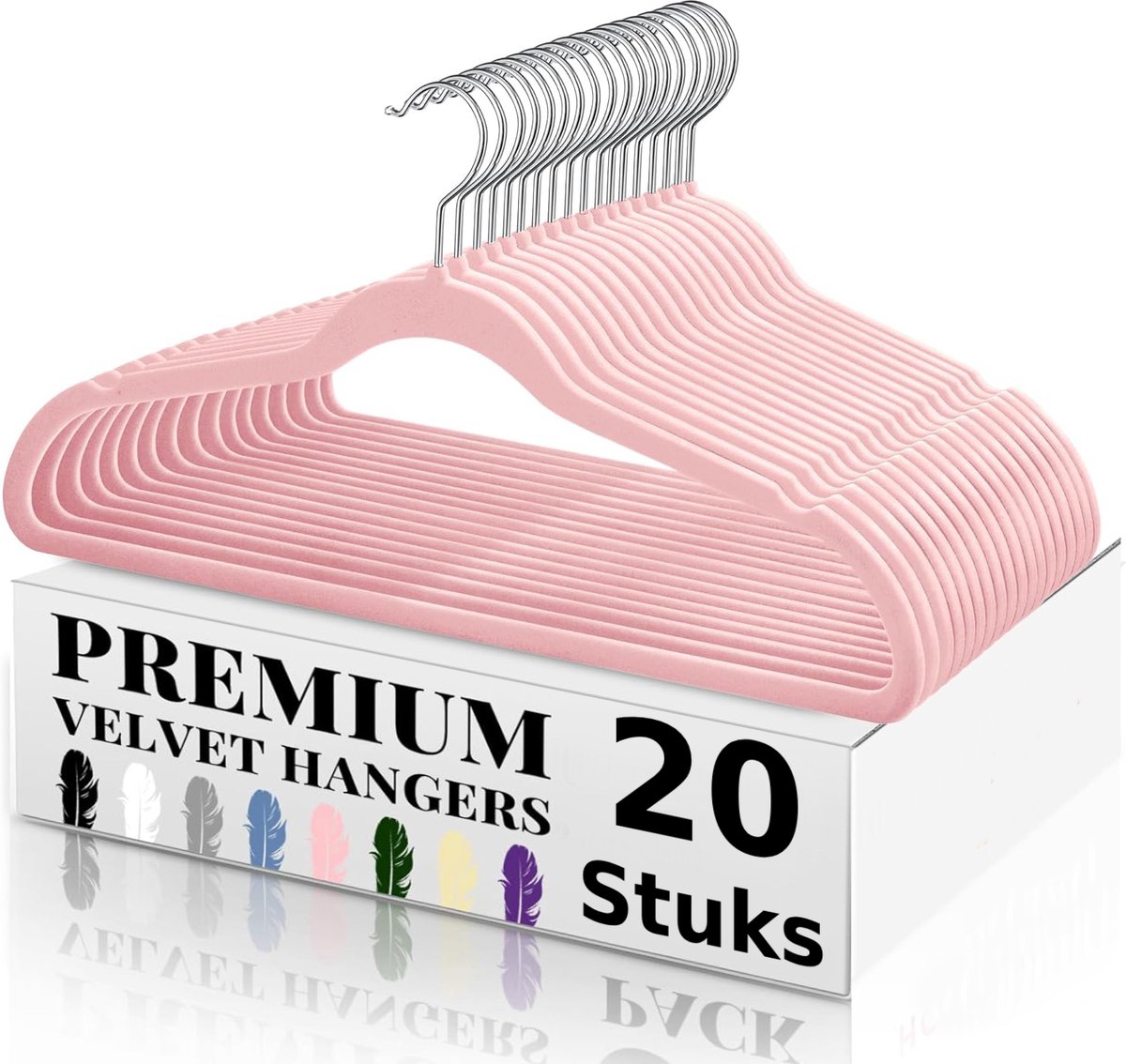 BOTC Fluwelen Kleerhangers - Kledinghangers - Metalen Haak - 20 Stuks - Antislip - Roze