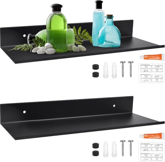 Baffect onzichtbare zwevende boekenplanken, set van 4 verborgen boekenplanken aan de muur, heavy