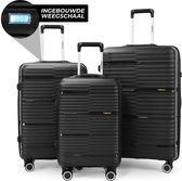 Merax set reiskoffers, 3-delig, set met harde koffers, uitbreidbaar, trolleykoffer met TSA-slot, 4 wielen die 360° kunnen draaien, telescopische handgreep, ABS-harde schaal, Set