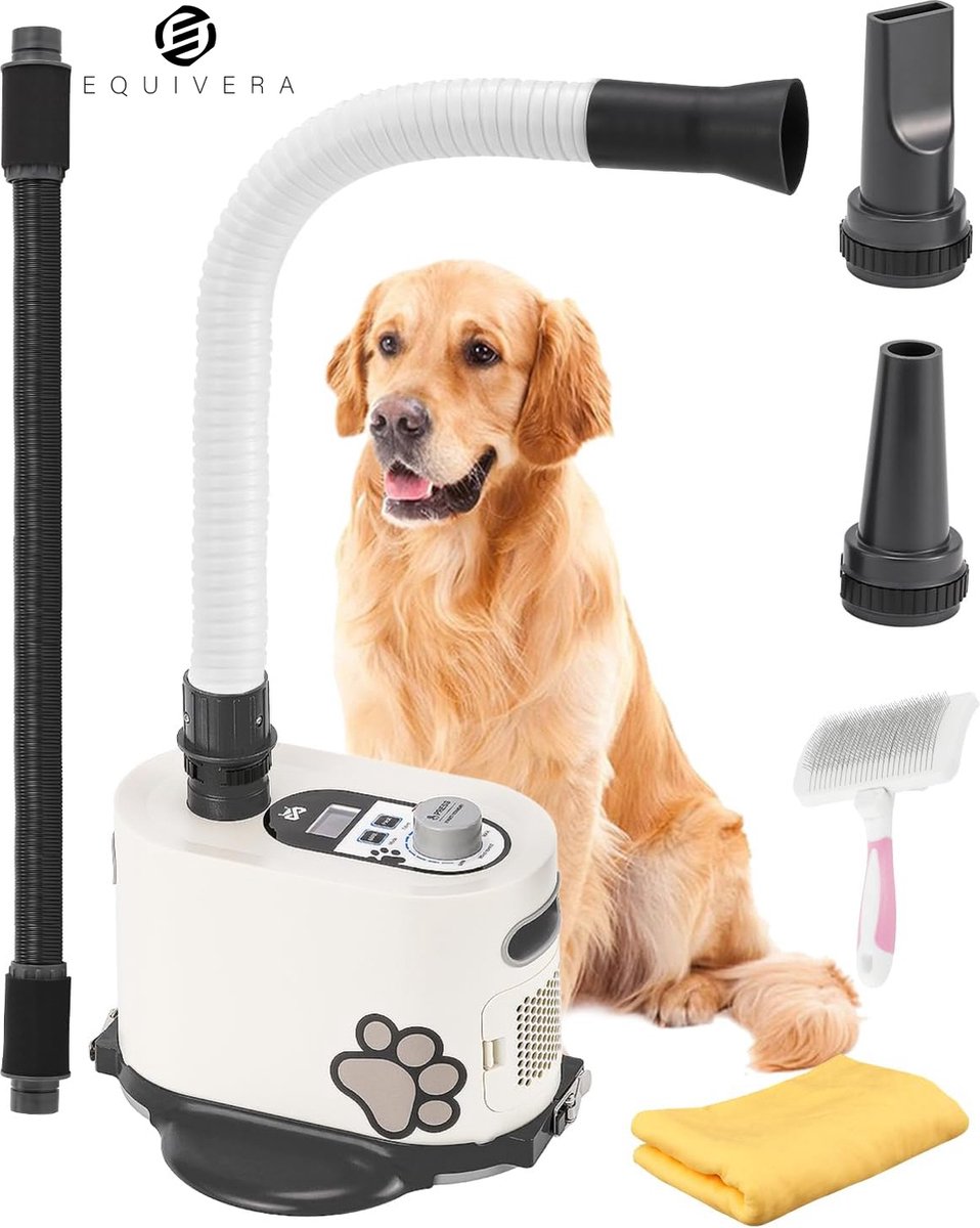 Equivera Hondenfohn - Waterblazer - Geschikt voor alle Honden - Extra Stil - Compact - Verstelbaar Vermogen