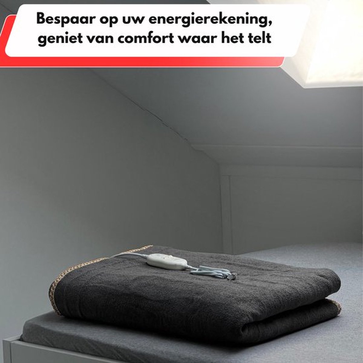 XXL Elektrische deken – Onderdeken – Tweepersoons – 180 x 200 cm - 2 temperatuurstanden – Fleece – Twee schakelaars – Grijs - Warmte deken 180x200 — cadeau in Cadeau-ideeën - foto 6